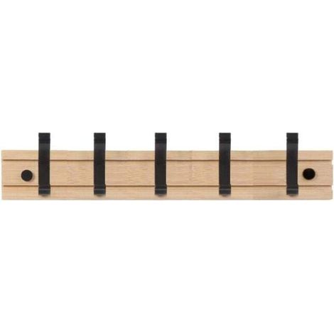 Coat Hanger Clothes Rack 5 Active Hooks Heavy Duty Clothes Hat Rack Bamboo (50cm)