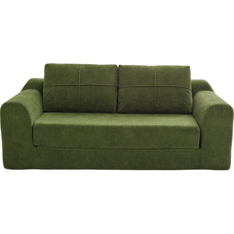 Sofá cama 2 en 1 de tela verde con reposabrazos, 179 x 95 x 79 cm (1/5)