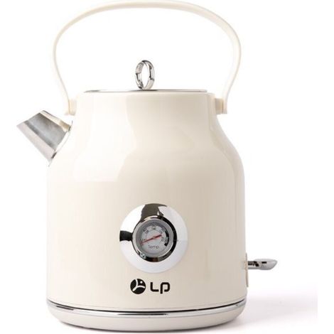 Bouilloire Électrique Rétro 1,7 L en Acier Inoxydable Crème avec Affichage Température et Base Pivotante 360° (1/5)