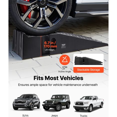 Rampe de voiture, 2 PCs, rampe d'accès portable à profil haut pour voiture, capacité de 7257 kg, hauteur de levage de 170 mm, pour… (1/5)