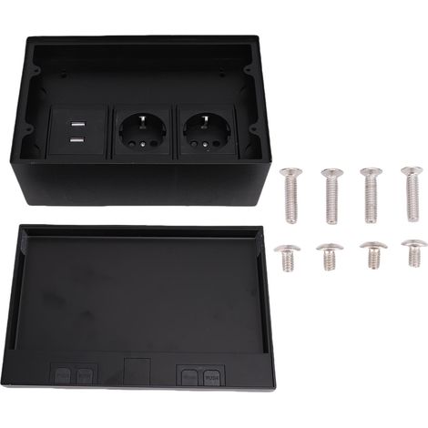 Boîte de sortie encastrée au sol, Kit de prise plate en acier inoxydable étanche à l'eau 4KW avec 2 ports USB à deux broches pour marbre noir