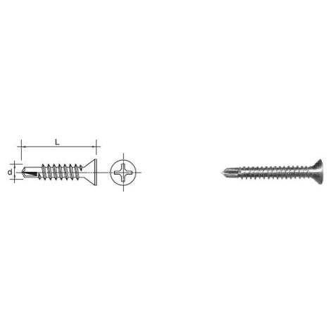 TORNILLO AUTOPERFORANTE CABEZA AVELLANADA CSK D7504O 4,219MM - 10 STO - 519 4,219 (1/2)