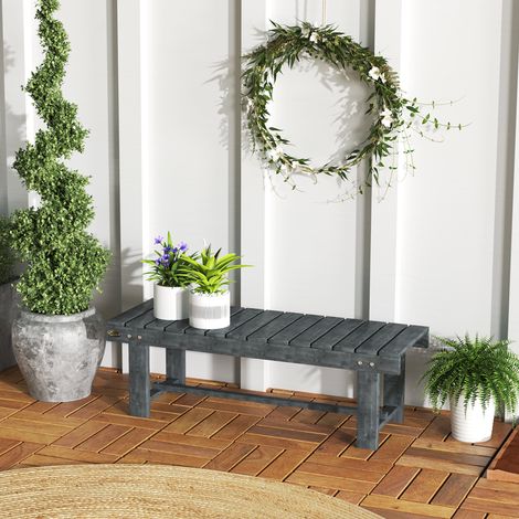 Banc de jardin 2 places étanche en bois de sapin, 110x38x35 cm, gris (1/5)