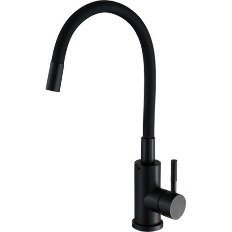 Rubinetto da cucina flessibile con 2 getti, miscelatore da cucina pieghevole, miscelatore flessibile per lavello con acqua calda e fredda (nero)