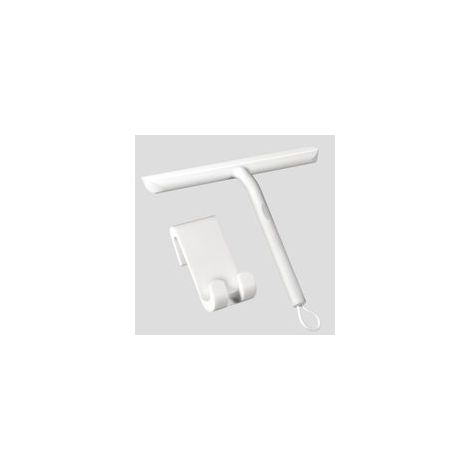Grattoir de Douche Blanc, 21 cm, Silicone, Pour Nettoyage de Verres, Portes de Douche, Fenêtres et Miroirs