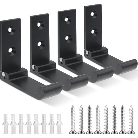 Klappbare Wandhaken, 4er-Set Wandhelmhalterung, unsichtbare Kleiderhaken, Aluminium-Wandhaken, mit Schrauben, Haken für Jacke und Handtuch (Schwarz) (1/5)