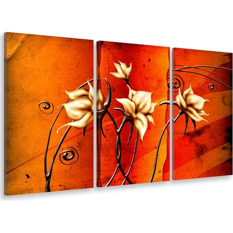 Tableau triptyque deco fleurs en été - 90x60 cm (1/5)