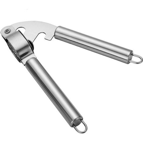 Prensa de ajos, Mortero de ajos multifuncional, Fácil de usar, Mango tubular ergonómico, Fácil de picar y limpiar, Plateado (1/5)