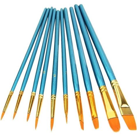 10 pcs Ensemble de Pinceau d\' Artiste Acrylique Aquarelle Ronde de Bout Pointu en nylon cheveux (1/3)