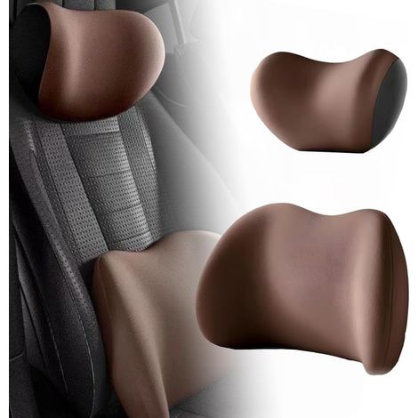 Coussin d'appui lombaire et d'appui lombaire de voiture, oreiller de soutien lombaire de voiture et kit d'oreiller de cou de voiture, pour soulager la douleur lombaire du cou, marron