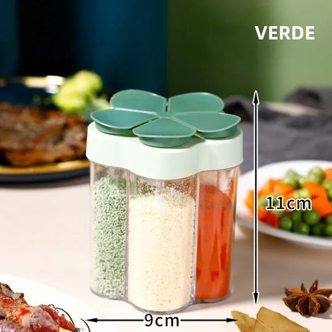 Ensemble d'ustensiles de cuisine (vert), boîte de rangement pour épices, flacons à condiments en plastique, camping en plein air (1/5)