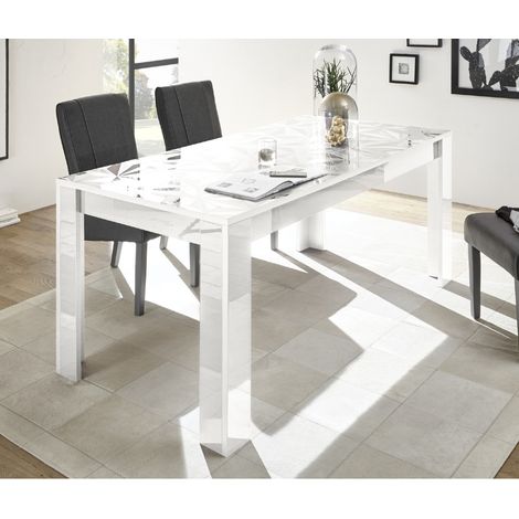 Table à manger moderne laqué blanc 180cm CAPRI (1/5)
