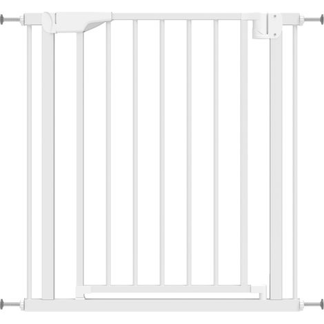 Sécurise escaliers et portes, barrière de sécurité sans perçage avec double verrouillage, 76-82 x 76 cm, blanche (1/5)