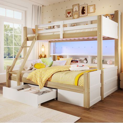 Etagenbett Bett mit Stauraum 90x200 140x200 Kiefer OKMYHOME (1/4)