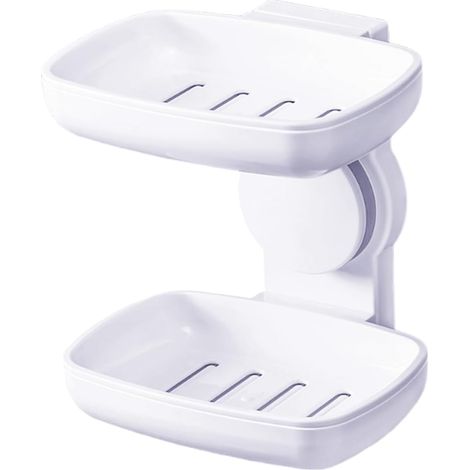 Seifenschale ohne Bohren, Saugnapf, Badezimmer-Seifenschale, Dusch-Seifenschale mit Abfluss, abnehmbare Kunststoff-Seifenschale mit Abfluss (1/5)