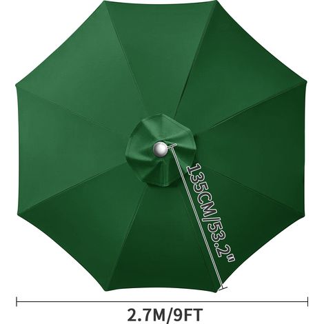 (Vert, 8 nervures, 2,7 m) Toile de rechange pour pare-soleil, imperméable, coupe-vent et résistante aux UV. (1/5)