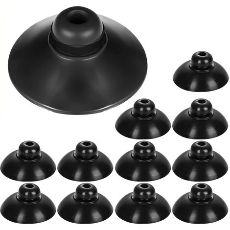 Lot de 12 ventouses rondes noires moyennes en caoutchouc de 28 mm de diamètre, idéales pour la ventilation d'aquarium, la fixation de pompe de réservoir, l'installation d'aquarium et les (1/5)