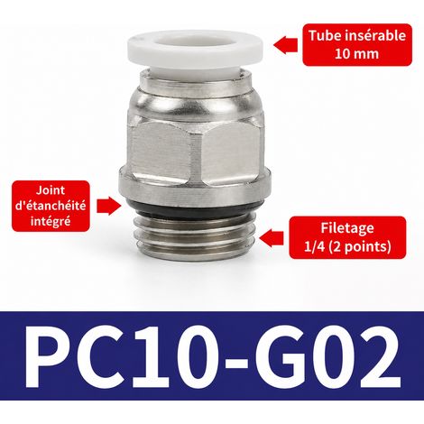 Raccord pneumatique droit PC10-G02 blanc tube 10mm filetage G 1/4 pc10-g02 blanc 10mm 1 17 g – Livraison gratuite