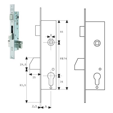 Serratura Tesa 2210/30/3ai