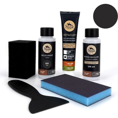 Kit de Renovación de Cuero (NEGRO - RAL 9005) - SOFOLK - Para Volante, asiento de Auto, Silla, tapicería, Zapato (1/4)