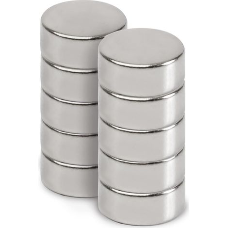 Runde Neodym-Magnete – 10er-Pack – Silberfarbener Stahl – 4 kg Haltekraft – Für Büro und Zuhause – 12 x 5 mm (1/5)