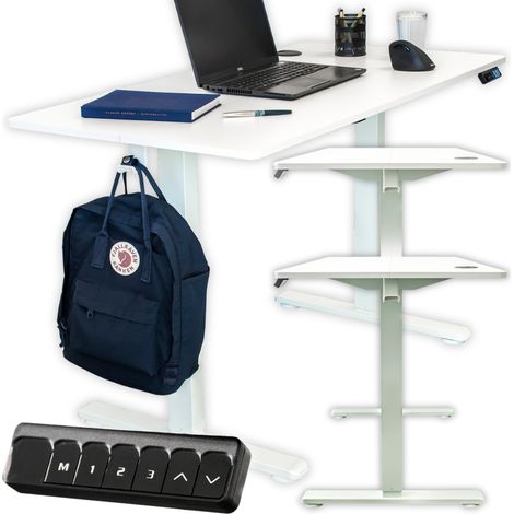 Elektrischer Computertisch, automatisch, verstellbar, weiß, 120x60 hoch (1/5)