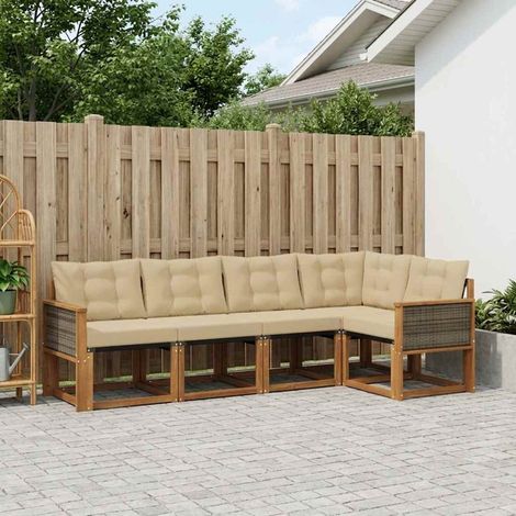 vidaXL Outdoor-Sofagarnitur mit Kissen 5 pcs Natur und Beige (1/5)