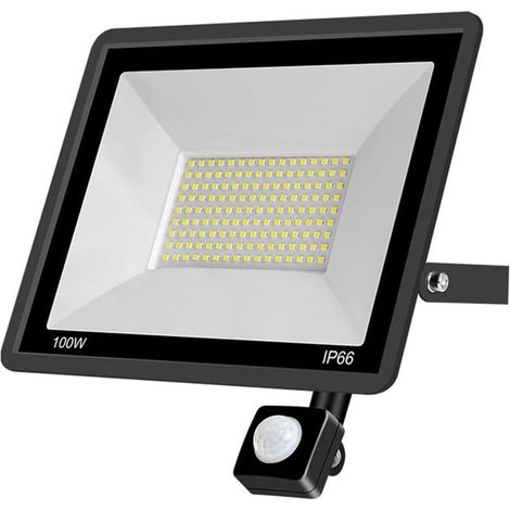 Lámpara de exterior de 100 W con sensor de movimiento - Foco LED - Lámpara de construcción - Punto de luz súper brillante - Lámpara de exterior - Jardín - Garaje (1/4)