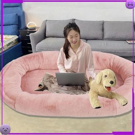 AUCUNE Lit pour chien humain Lit pour grand chien de taille humaine, lavable, amovible, parfum visage 68,9 X 35,43 X 11,81 pouces (1/5)