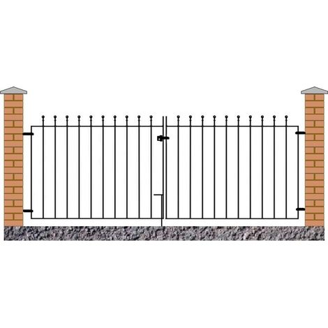 Manor Flat Top Double Driveway Gate - Solid Steel - Fits Gap of 2134 mm x 915 mm High - Electro Galvanised/Black Powder Coated