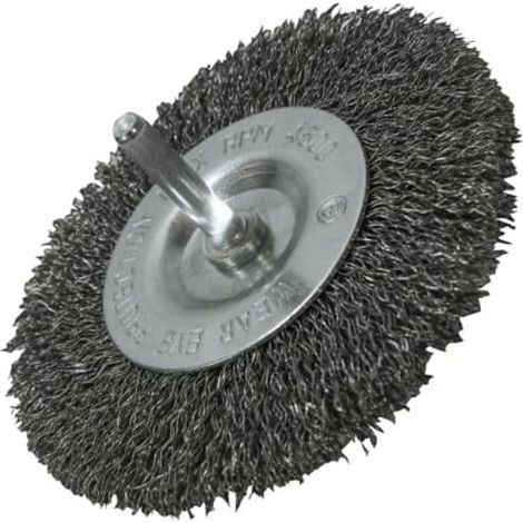 Faithfull – Wire brush 100mm x 6mm shank – 0.30mm crimped steel wire – For cleaning metal surfaces before welding – Max 4500/min