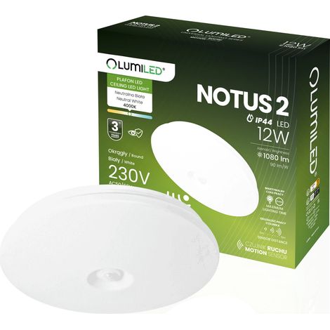 LED Deckenleuchte Aufbau 12W Rund Bewegungsmelder IP44 25 cm (1/5)