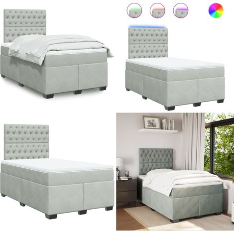 Boxspringbett mit Matratze Hellgrau 120x200 cm Samt - Boxspringbett - Doppelbett - Samtbett - LED Beleuchtung - Höhenverstellbares Kopfteil - Home & Living (1/5)