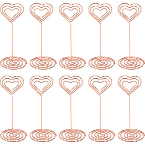 10 Supports Numérotés en Forme de Cœur à Base Stable, Porte-Cartes en Métal Doré Rose pour Mariage, Bureau ou Événement (1/5)