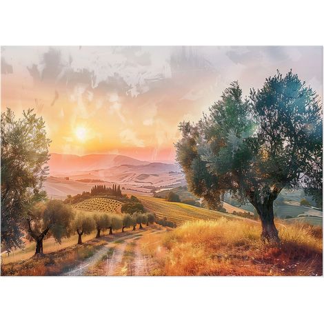 Lupia - Quadro moderno Canvas Prime PAESAGGIO RURALE 50x70 cm, Stampa su Tela effetto dipinto, Pennellate tridimensionale, Telaio in Legno, per soggiorno camera da letto ufficio