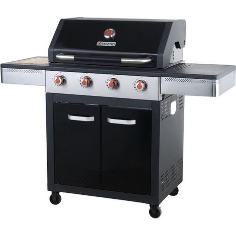 BRASERO BY FAVEX – Barbecue gaz Noa 4 feux – 16 kW – Grille + plaque fonte – 57 x 41,5 cm – Plancha incluse – Housse incluse (1/5)