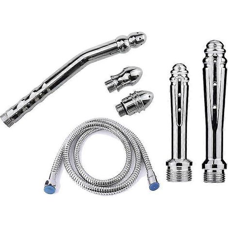 Canule coudée droite à 3 têtes pour lavement, tube long, insert en alliage d'aluminium (1/5)