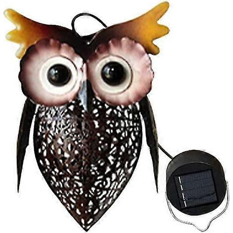 Lampe solaire hibou, lustre en fer ajouré pour cour extérieure, lampe décorative pour jardin ou pelouse (1/5)