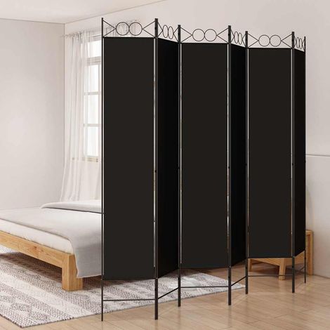 vidaXL Biombo divisor de 6 paneles de tela negro 240x220 cm (1/5)