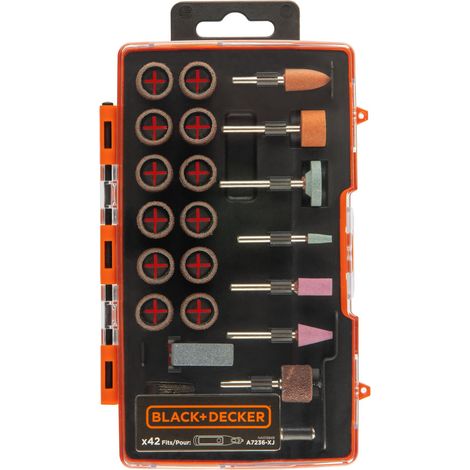 Black & Decker – Ensemble de 42 outils multifonctions rotatifs – Alimentation électrique 230V – Moteur performant pour matériaux durs – A7236XJ