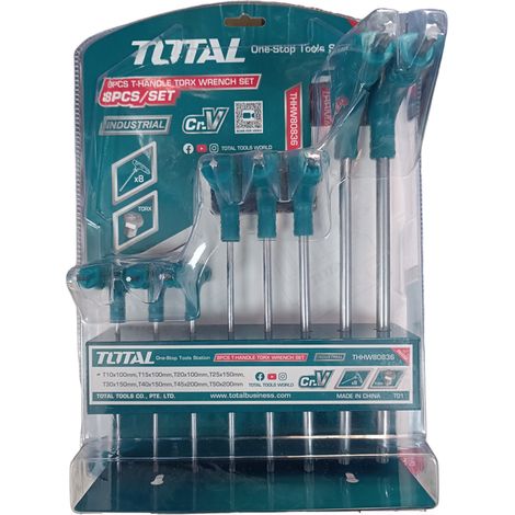 TOTAL SET 8pz CHIAVI TORX CHIAVE IMPUGNATURA A T T10-T50 CON SUPPORTO (1/3)