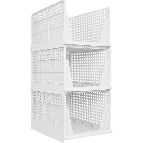 3 Couches Organisateur de tiroir, Boîte de Rangement en Fit Pliab,Organisateur de Jeans, Organisateur de T-shirt - Blanc (1/5)