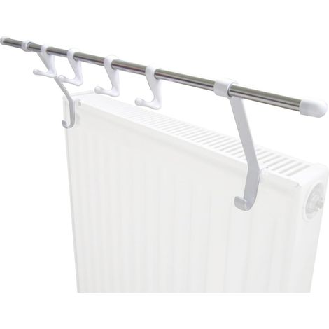 Barre Porte Serviette Porte-Serviettes Support Serviette Etendoir Radiateur de Salle de Bain Seche Serviette Blanc Sans Percage 50cm (1/5)