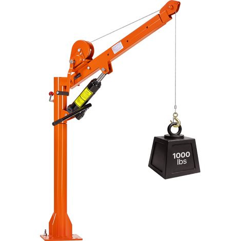 VEVOR Grúa para Camioneta Capacidad de Carga 453,6 kg, con Enganche, Gato Hidráulico, Cabrestante Manual, Pluma Telescópica Rotación 360°, Base de Acero Plegable, Grúa Pickup para Elevación de Equipos (1/5)