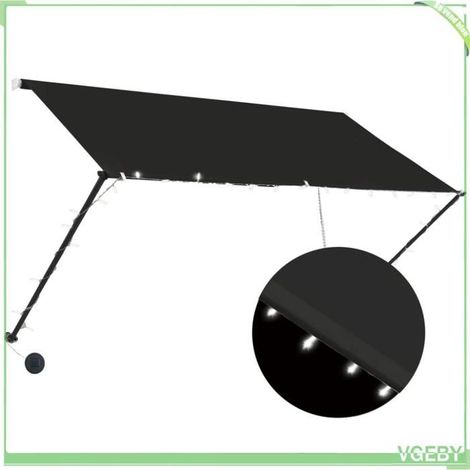 Auvent rétractable - FAFEICY - 145917 - 250 x 150 cm - Anthracite - Éclairage LED solaire (1/5)