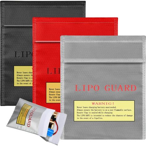 Sac Ignifuge Anti-Feu - 3 pièces, Sac Ignifuge Anti-Feu Étanche - Pour Batterie Lipo/Documents/Valeurs (1/5)