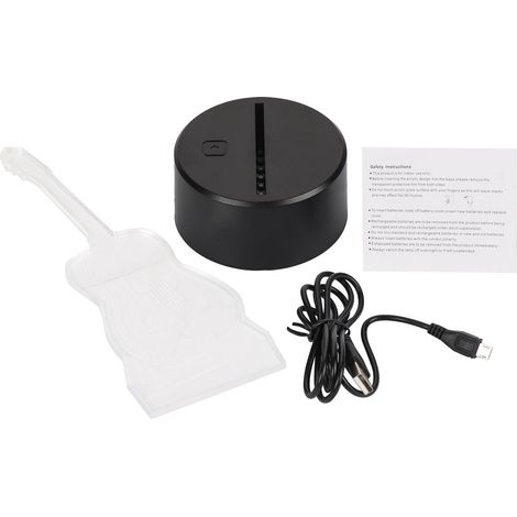 Créatif 3D LED veilleuse guitare forme lampe couleur changeante décoratif de bureau décor à la maison (1/5)
