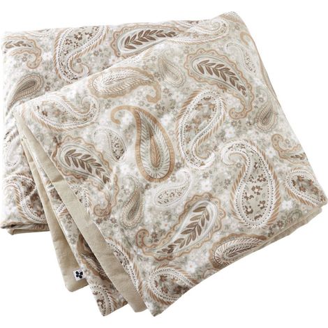 Chemin de lit 90x200cm velours imprimé cachemire coloris beige - VALESIA