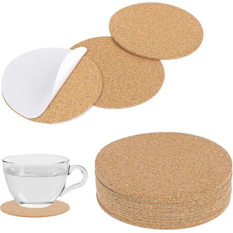 12 Stück Korkuntersetzer, selbstklebend, rund, 10 cm Durchmesser, für Bastelarbeiten, heiße Pfannen, Becher und zum Schutz von Tischen und Böden. (1/4)