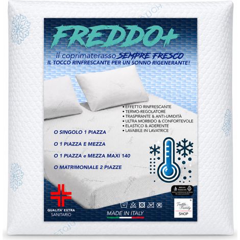Coprimaterasso Rinfrescante Freddo+ Ice-Touch, Estivo, Termoregolatore, Traspirante, Anti-Umidità, Morbido, Elasticizzato 1 PIAZZA E MEZZA MAXI 140